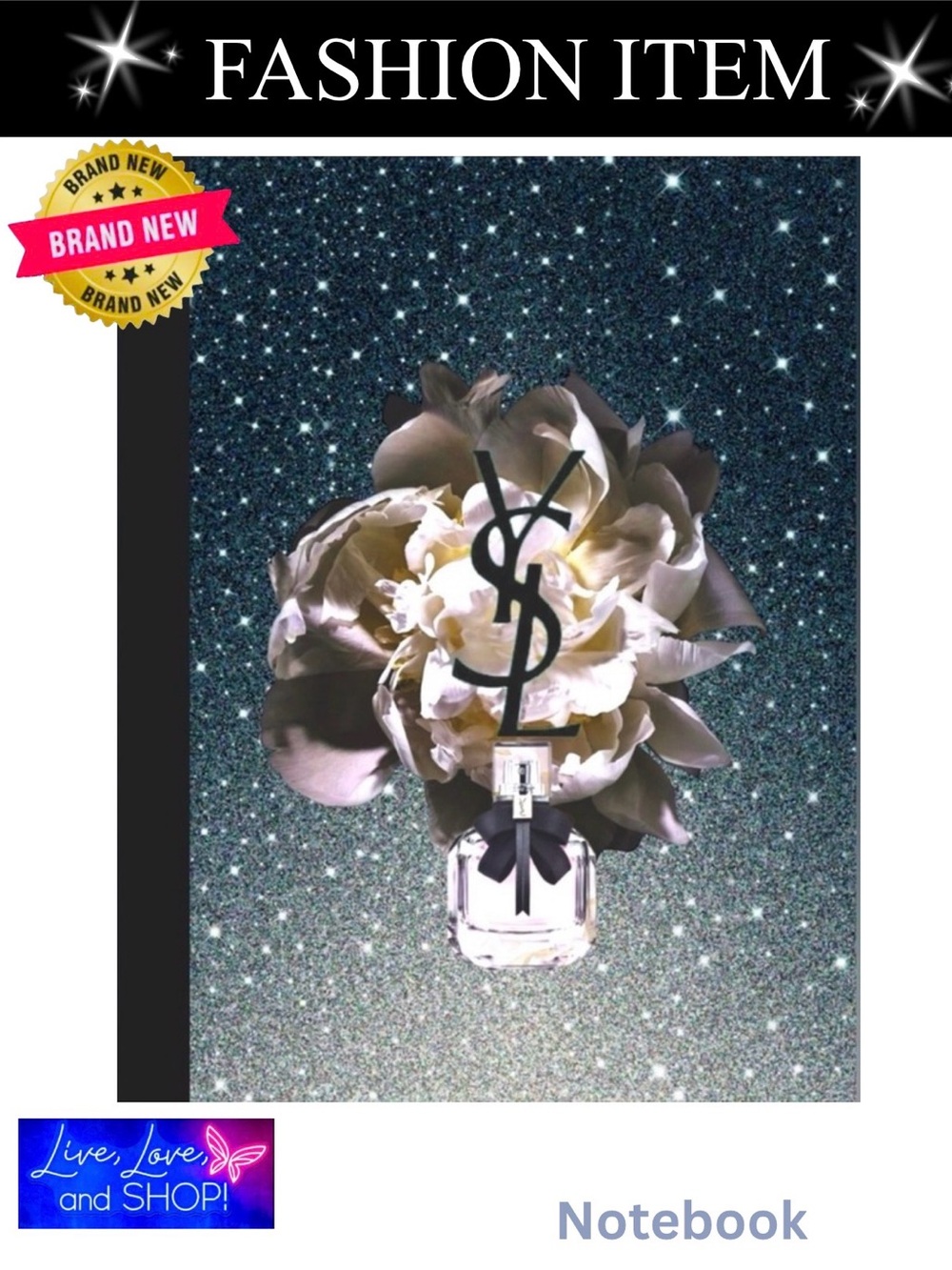 NOTEBOOK: Floral Notebook in White and Silver, NWOT